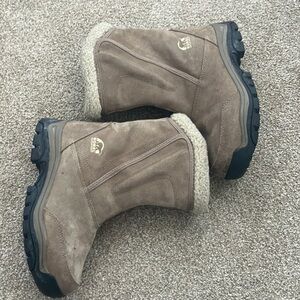 Sorel Waterproof Waterfall Tan Suede Side Zip Sherpa Lined Boots Size 6
